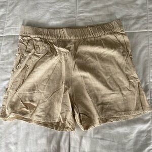 H&M Tan Linen Feel Shorts Elastic Waist Lightweight